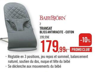 Babybjorn transat bliss anthracite - coton