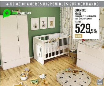Orchestra Prémaman chambre nîmes commode et plan à langer + lit évolutif 70x140 offre