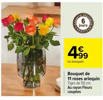 Carrefour Bouquet de 11 roses arlequin offre