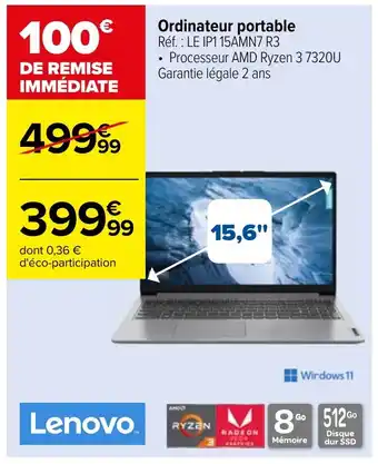 Carrefour Ordinateur portable Réf. LE IP1 15AMN7 R3 offre