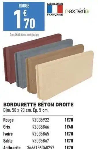 Brico Cash BORDURETTE BÉTON DROITE offre