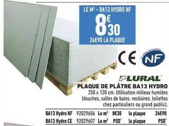 Brico Cash PLAQUE DE PLÂTRE BA13 HYDRO offre
