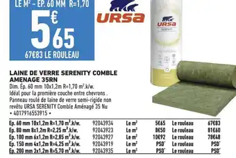 Brico Cash LAINE DE VERRE SERENITY COMBLE AMENAGE 35RN offre