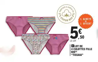 E.Leclerc LOT DE 4 CULOTTES FILLE BIO(3) "TISSAIA" offre
