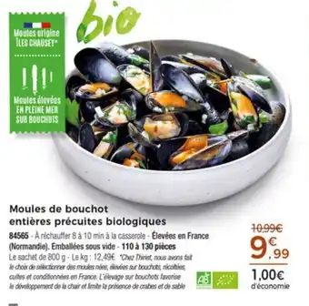 Moules de bouchot entières précuites biologiques