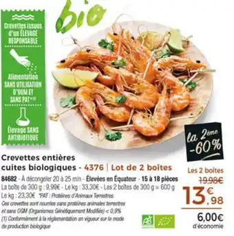 Thiriet Crevettes entières cuites biologiqes offre