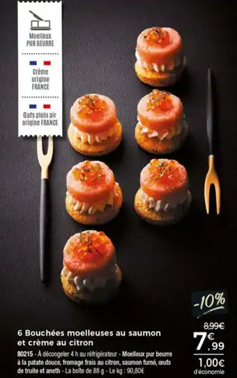 6 Bouchées moelleuses au saumon et crème au citron