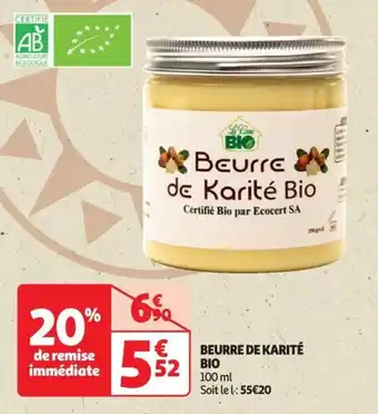 Auchan BEURRE DE KARITÉ BIO offre