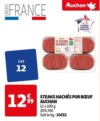 Auchan STEAKS HACHÉS PUR BŒUF AUCHAN offre