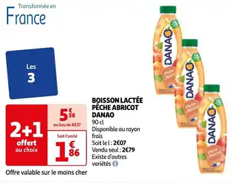 Auchan BOISSON LACTÉE PÊCHE ABRICOT DANAO offre