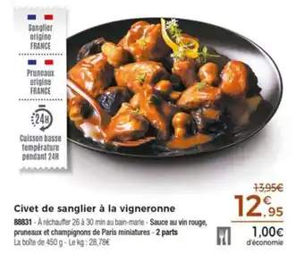 Civet de sanglier à la vigneronne