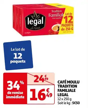 Auchan CAFÉ MOULU TRADITION FAMILIALE LEGAL offre