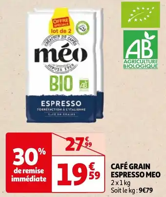 Auchan CAFÉ GRAIN ESPRESSO MEO offre