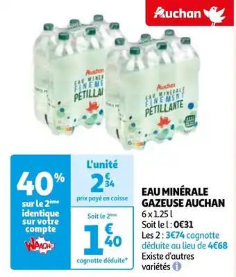 Auchan EAU MINÉRALE GAZEUSE AUCHAN offre