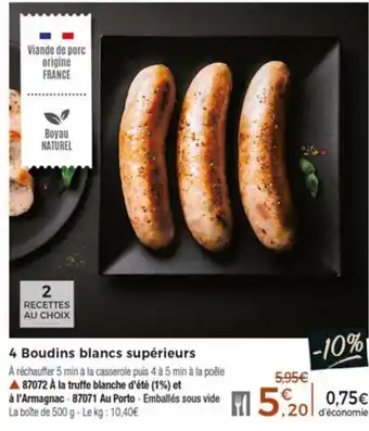Thiriet 4 Boudins blancs supérieurs offre