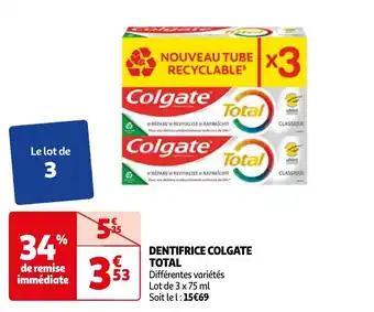 Auchan DENTIFRICE COLGATE TOTAL offre