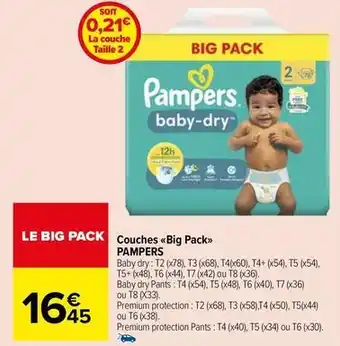 Carrefour Drive Pampers - couches big pack offre
