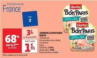 Auchan Supermarché Herta - jambon le bon paris offre