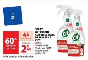 Auchan Supermarché Cif - spray nettoyant cuisine et salle de bain 5 en 1 offre