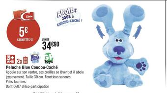 Géant Casino Peluche blue coucou-caché offre