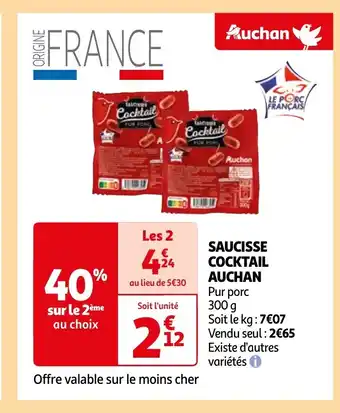Auchan SAUCISSE COCKTAIL AUCHAN offre