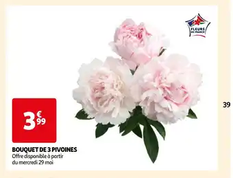 Auchan BOUQUET DE 3 PIVOINES offre