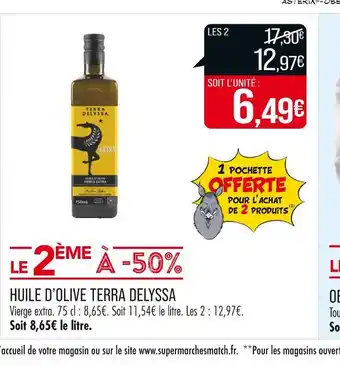 Match TERRA DELYSSA HUILE D’OLIVE offre