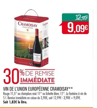 Match CRAMOISAY VIN DE L’UNION EUROPÉENNE offre