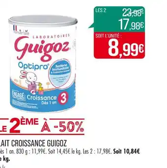 Match GUIGOZ LAIT CROISSANCE offre