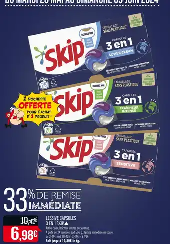 Match SKIP LESSIVE CAPSULES 3 EN 1 SKIP▲ offre