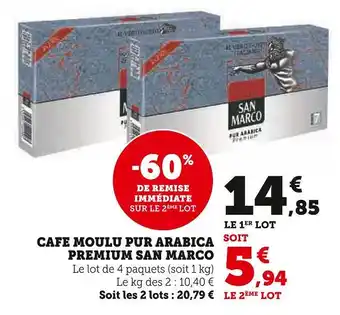 Hyper U SAN MARCO CAFE MOULU PUR ARABICA PREMIUM offre