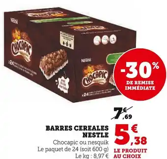 Hyper U NESTLE BARRES CEREALES offre