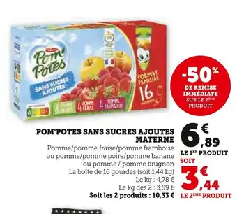 Super U POM'POTES SANS SUCRES AJOUTES offre