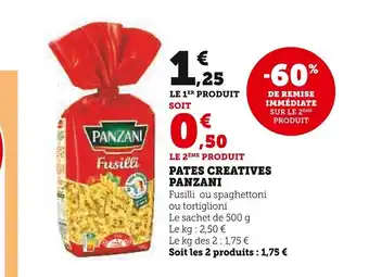 Super U PATES CREATIVES PANZANI offre