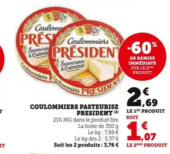 Hyper U PRESIDENT COULOMMIERS PASTEURISE offre