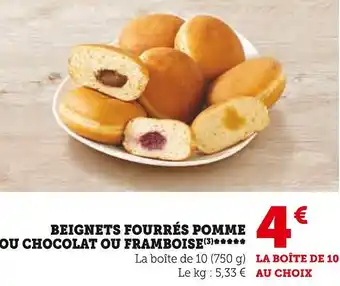 Hyper U BEIGNETS FOURRÉS POMME OU CHOCOLAT OU FRAMBOISE offre