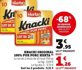 Hyper U HERTA KNACKI ORIGINAL 100% PUR PORC offre