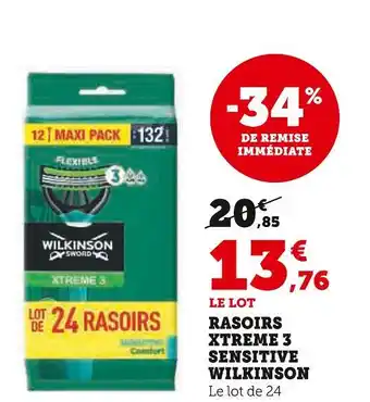 Hyper U WILKINSON RASOIRS XTREME 3 SENSITIVE offre