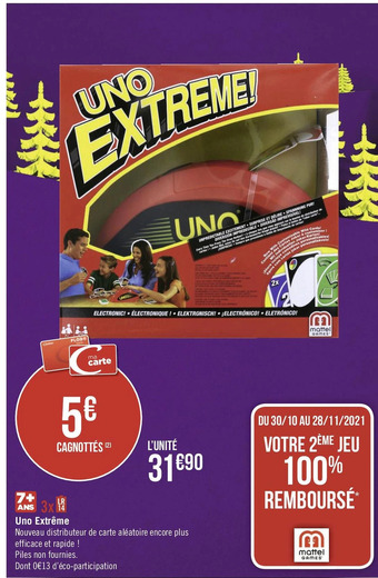 Géant Casino Mattel games uno extrême offre