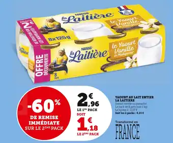 Super U LA LAITIERE YAOURT AU LAIT ENTIER offre