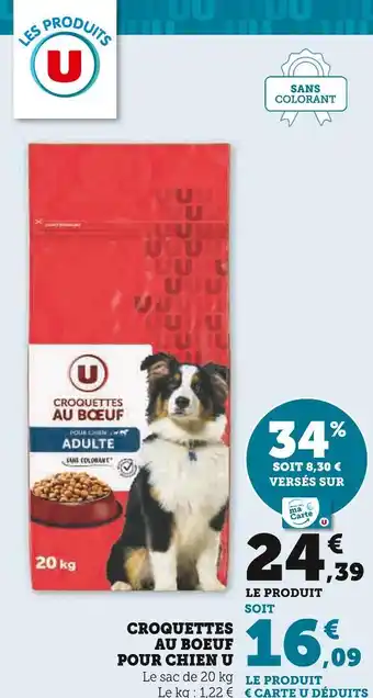 Super U U CROQUETTES AU BOEUF POUR CHIEN offre