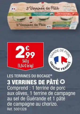 ALDI LES TERRINES DU BOCAGE 3 VERRINES DE PÂTÉ offre