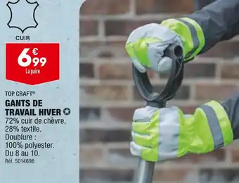 ALDI TOP CRAFT GANTS DE TRAVAIL HIVER offre
