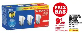 Super U RAID DIFFUSEUR ELECTRIQUE LIQUIDE REPULSIF MOUSTIQUES 45 NUIT RAID offre