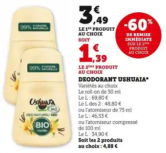 Super U USHUAIA DEODORANT offre
