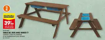 ALDI PLAYLAND TABLE DE JEUX AVEC BANCS offre