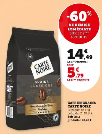 U Express CARTE NOIRE CAFE EN GRAINS offre