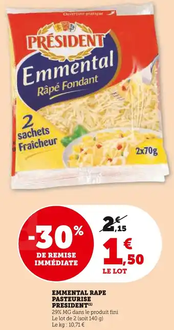 U Express PRESIDENT EMMENTAL RAPE PASTEURISE offre