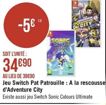 Nintendo jeu switch pat patrouille : a la rescousse d’adventure city