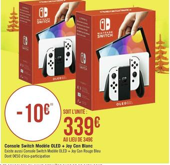 Géant Casino Console switch modèle oled + joy con blanc offre